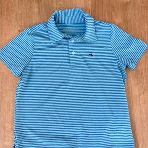 Vineyard Vines Boys Sankaty On The Go Aqua Striped Polo